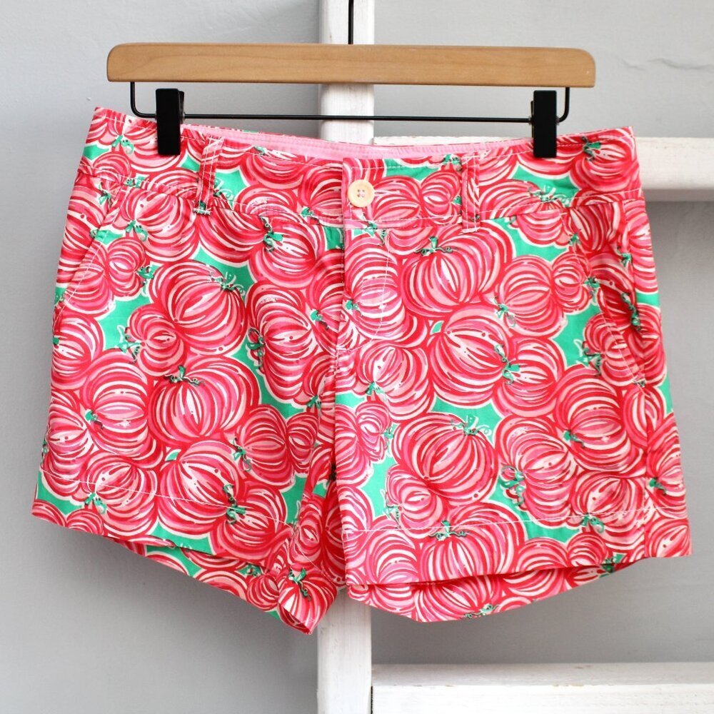 Lilly Pulitzer RARE Red Green Pumpkin Chunkin Red Green Shorts Size 2